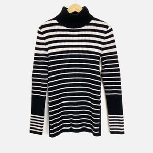 Sienna Zac 100% Cashmere Striped Colorblock Turtleneck Sweater Size L